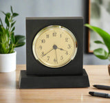 Black slate East Grand gold face desk clock on black slate base