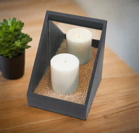 Black slate candle sconce with mirror backing