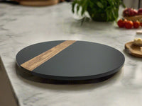 Lazy susan with wood inly