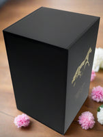 Black slate Adirondack urn, framed side, personalized, top view