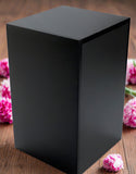 Black slate Adirondack urn, showing both framed and clear sides, blank