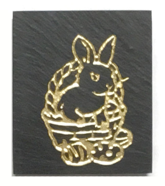 Natural Cleft Black slate Easter bunny magnet 