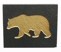 Natural Cleft Black slate bear magnet 