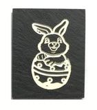Natural Cleft Black slate bunny in egg magnet 