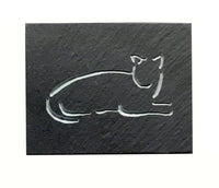 Natural Cleft Black slate outlined cat magnet 