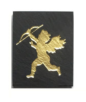Natural Cleft Black slate Cupid with bow magnet 
