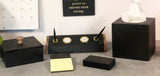 Desk set in natural cleft black slate: box, paper weight, post it note holder, pen/pencil holder, tissue box cover