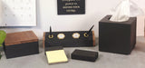 Desk set in honed slate: box, paper weight, post it note holder, pen/pencil holder, tissue box cover