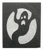 Textured black slate magnet with inscribed ghost