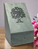 Green Slate Large Quoddy Urn with a Tree of Life inscribed