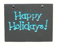 Natural Cleft Black slate "Happy Holidays" magnet