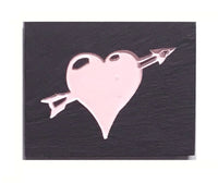 Natural Cleft Black slate heart with arrow magnet 