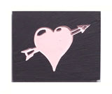 black slate magnet with sand-etched image - heart with arrow