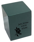 Personalized Slate keepsake urn painted green