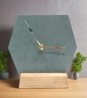 Green slate, Big Kennebago hexagonal clock on an oak base