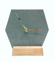 Green slate, Little Kennebago hexagonal clock on an oak base