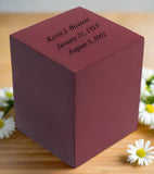 Personalized Slate keepsake urn painted red