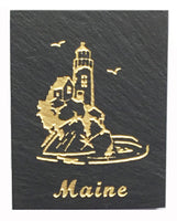 Natural Cleft Black slate Maine lighthouse magnet