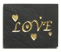 black slate magnet with sand-etched image -- Love