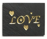 black slate magnet with sand-etched image -- Love