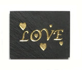 Natural Cleft Black slate "love" magnet 