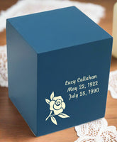 Personalized Slate keepsake urn painted blue