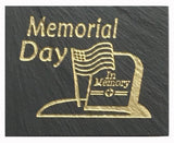 Natural Cleft Black slate "Memorial Day" flag magnet, Arial font 