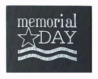 Natural Cleft Black slate "Memorial Day" star magnet 