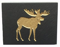 Textured black slate magnet with moose inscribed