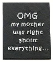 Natural Cleft Black slate "OMG my mother was right about everything…" magnet 