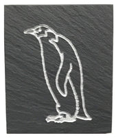 Textured black slate magnet with penguin inscribed