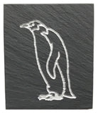Textured black slate magnet with penguin inscribed