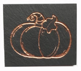 Textured black slate magnet with inscribed pumpkin