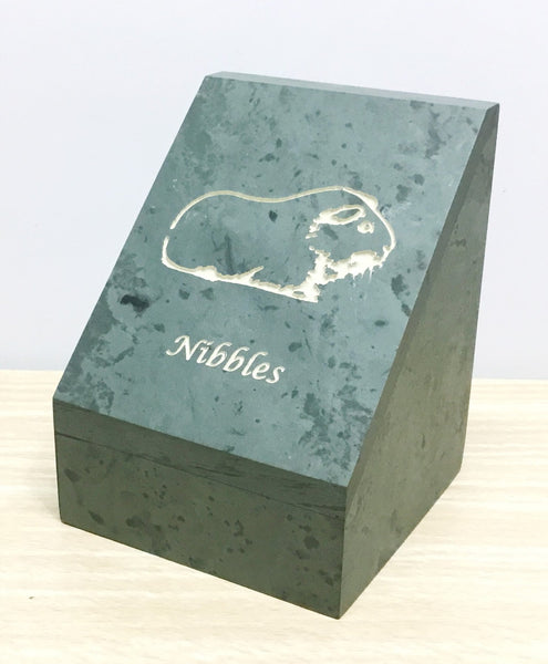 Green slate Small Quoddy urn, personalized