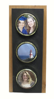 Black slate wall hanging with triple photo display