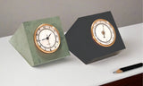 Green slate Big Sebago pyramidal desk clock with gold face and black slate Big Sebago pyramidal desk thermometer with white face 