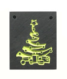 Natural Cleft Black slate Christmas tree with presents magnet