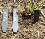 Black slate 6" garden markers in the garden