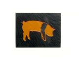 Natural Cleft Black slate belted pig magnet 