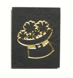 Natural Cleft Black slate clover hat magnet 