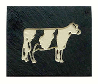 Natural Cleft Black slate two-color cow magnet 