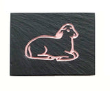 Natural Cleft Black slate outlined sheep magnet 