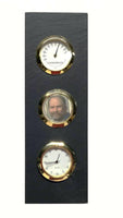 Natural Cleft Black slate triple mini magnet frame with thermometer, photo frame, and clock