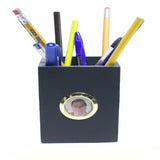 Black slate pencil cup weather station with gold face photo insert