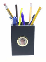 Black slate pencil cup with photo insert