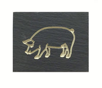 Natural Cleft Black slate outlined pig magnet 