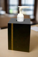 Black slate liquid soap or hand sanitizer cover with wooden inlay