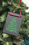 Natural Cleft Black slate Christmas tree magnet hanging on tree